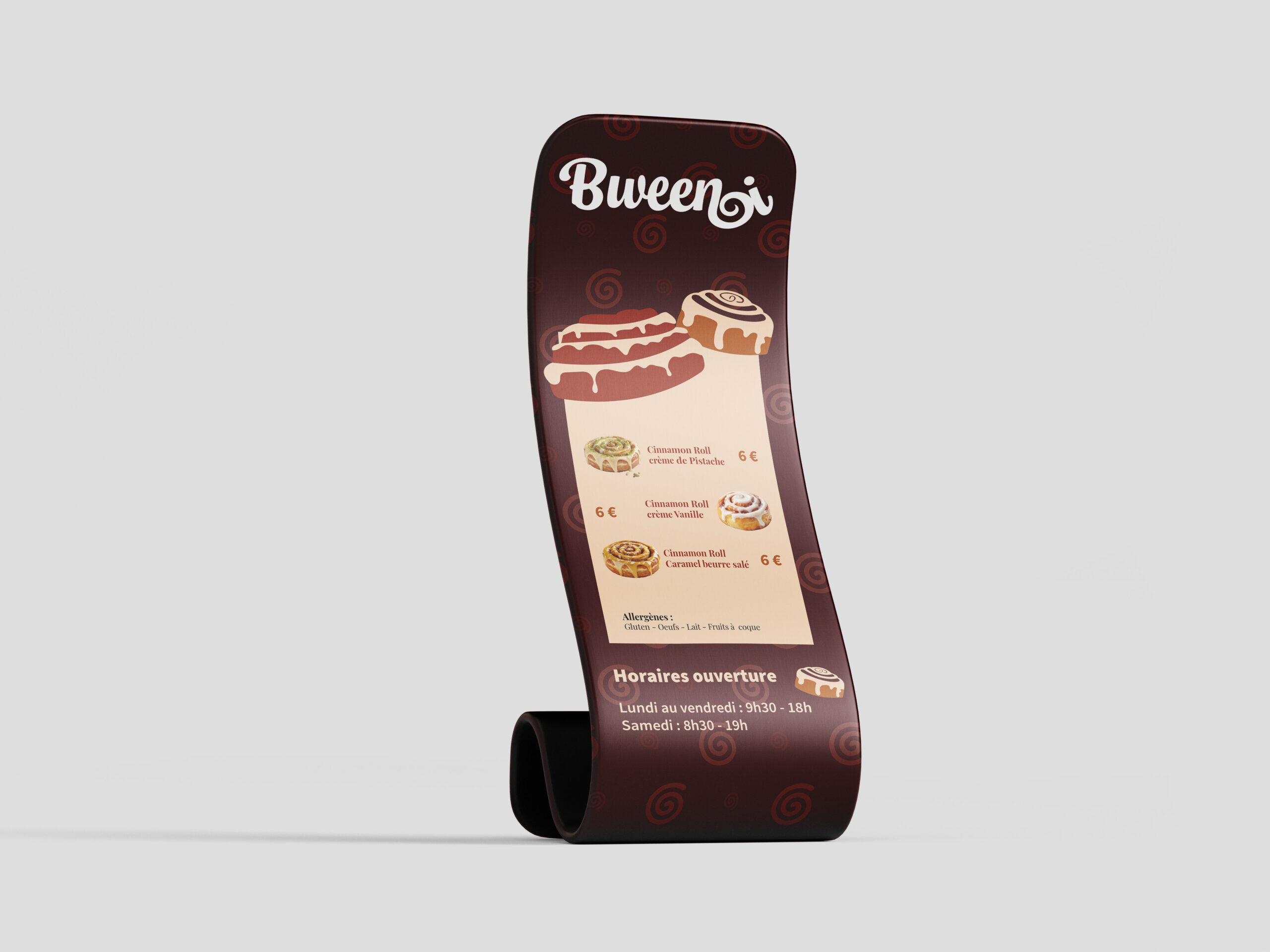 Création de fichiers technique imprimable de Panneaux PVC impression numérique pour l'association Make-A-Wish France, par julie gaune graphiste à Valence kakemono création identité visuelle et logo d'une boulangerie en cinnamon rolls